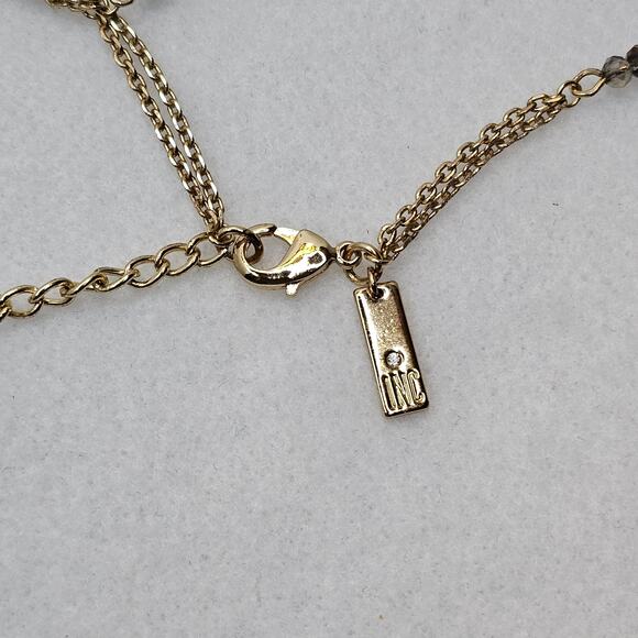 Long Goldtone Chain Necklace Smoky Faceted Beads Lobster Clasp 58" INC - Picture 6 of 7